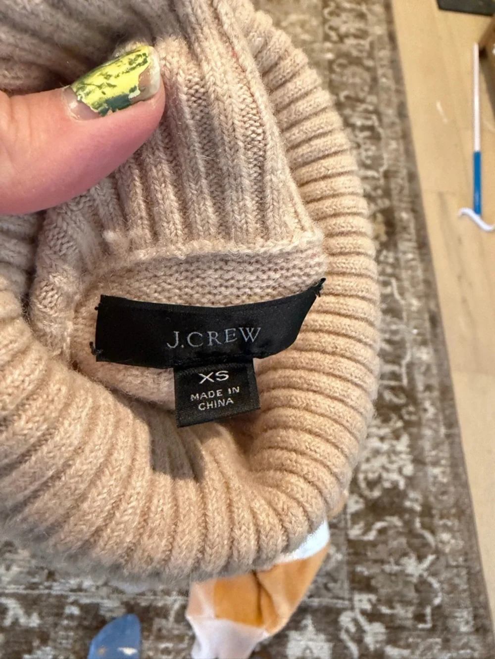 J.Crew Striped turtleneck sweater in Supersoft yarn - beige stripe XS